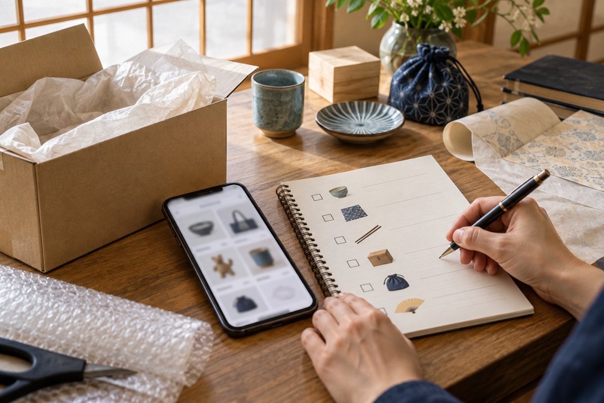 Japan-based staff preparing an overseas request for an eligible Japanese item