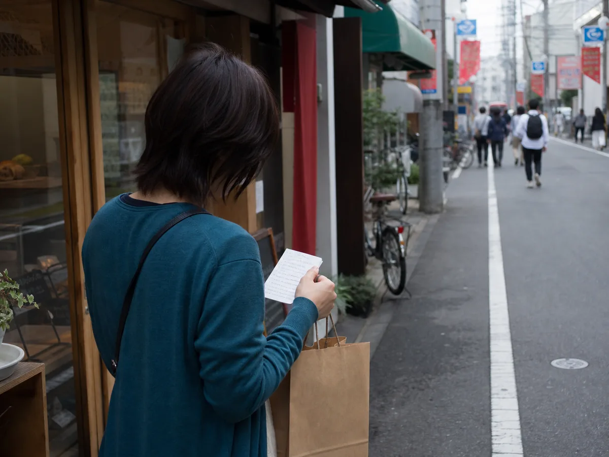 Japan-based personal shopper visiting a physical store with a customer shopping list
