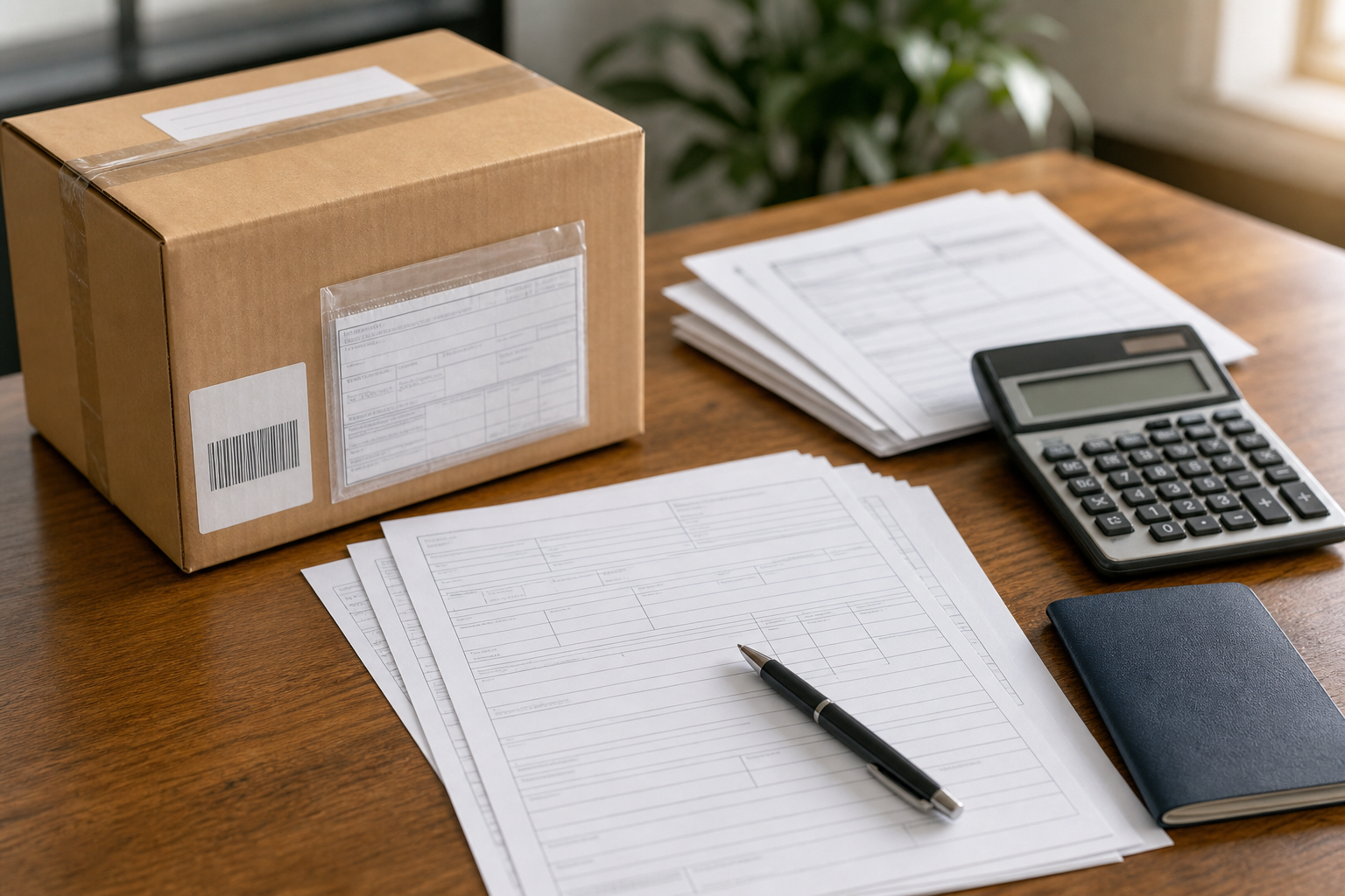 Parcel with customs documents for calculating import duties