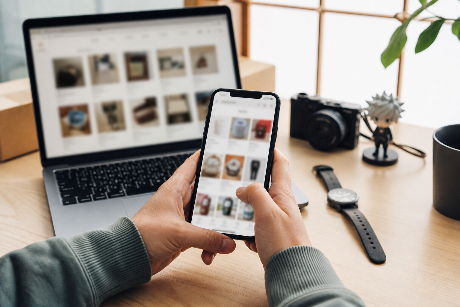 Overseas buyer browsing Japanese marketplace listings