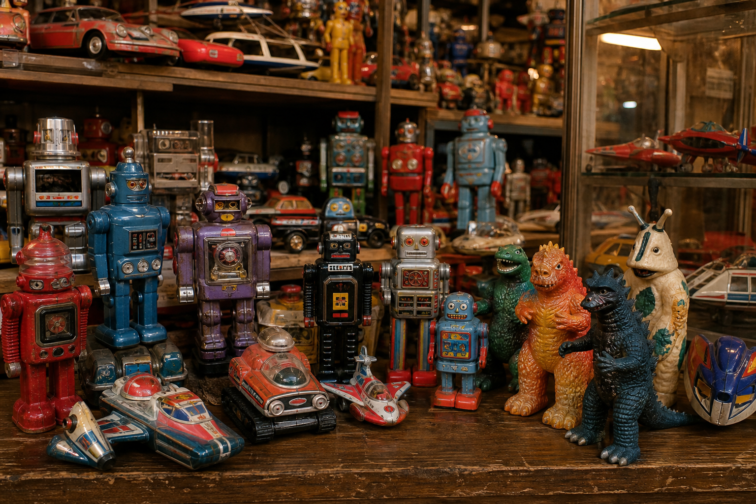 Vintage Japanese-style toys selected for overseas resale